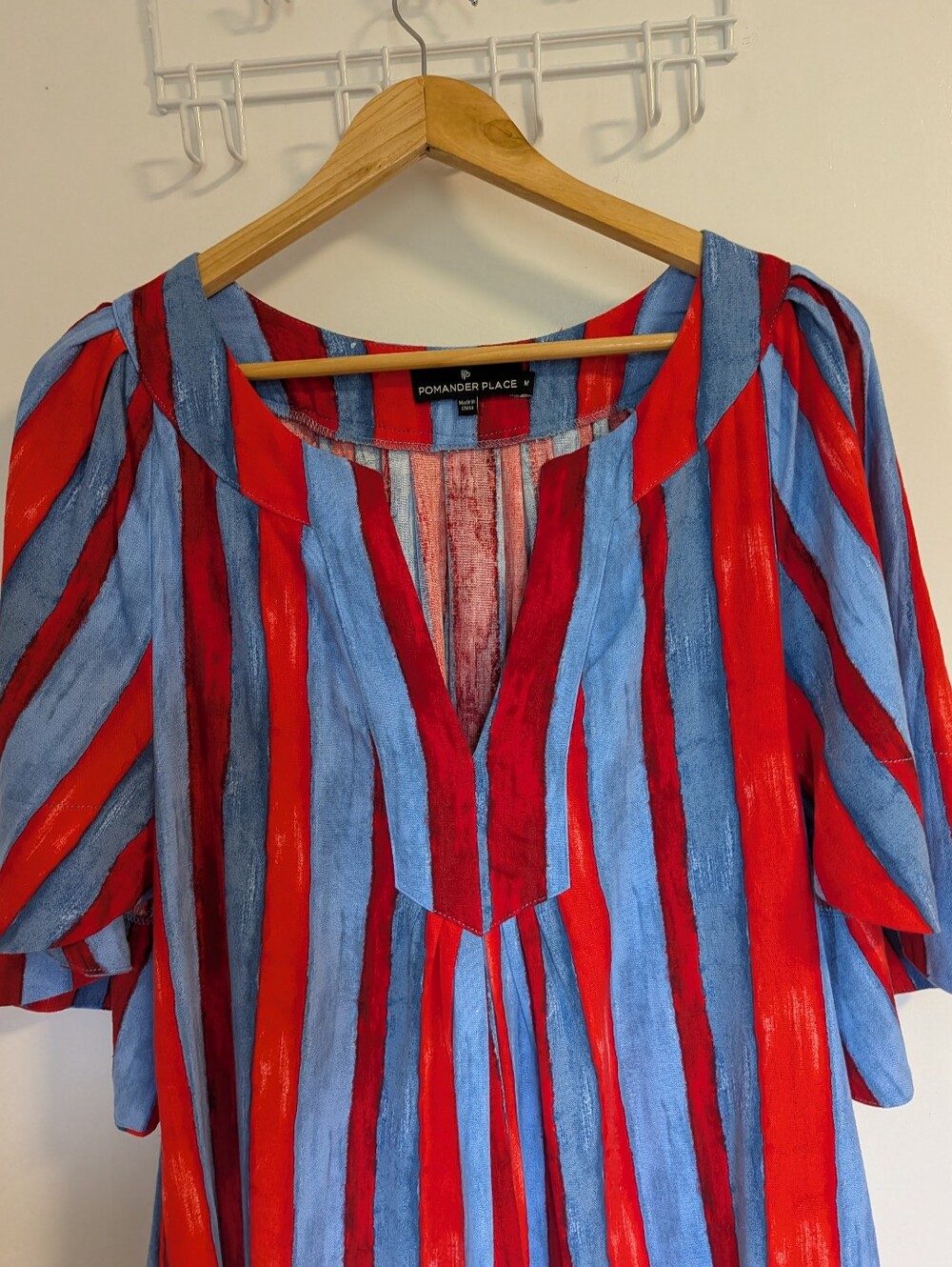 Pomander Place Red & Blue Striped Short Sleeve Tunic Dress - Picture 7 of 10
